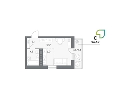 Продается Студия ЖК Аллея Парк, 4 этап, 26.5  м&sup2;, 4478500 рублей