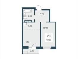 Продается 2-комнатная квартира ЖК Расцветай в Солнечном, дом 2, 48.35  м&sup2;, 6850000 рублей