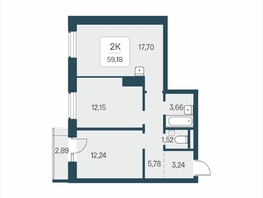 Продается 2-комнатная квартира ЖК Расцветай в Солнечном, дом 2, 59.18  м&sup2;, 8400000 рублей
