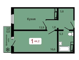 Продается 1-комнатная квартира ЖК КБС. Классика, дом 3, 44.2  м&sup2;, 6700000 рублей