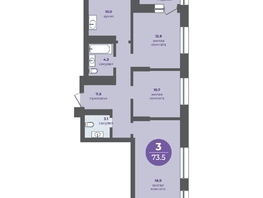 Продается 3-комнатная квартира ЖК Прогресс-квартал Перемены, дом 4, 73.5  м&sup2;, 10473750 рублей