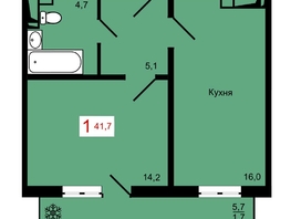 Продается 1-комнатная квартира ЖК Мичурино, дом 4 стр 4, 41.7  м&sup2;, 6550000 рублей