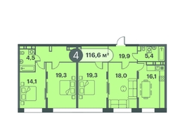 Продается 4-комнатная квартира ЖК Три Клёна, дом 1, 116.6  м&sup2;, 14575000 рублей