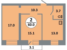 Продается 2-комнатная квартира ЖК Снегири, дом 8, 60  м&sup2;, 8150000 рублей