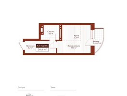 Продается Студия ЖК Дом на Ульяновском, 25.9  м&sup2;, 6384000 рублей