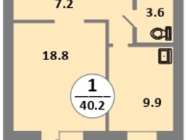 Продается 1-комнатная квартира ЖК Снегири, дом 10, 40.2  м&sup2;, 5810000 рублей