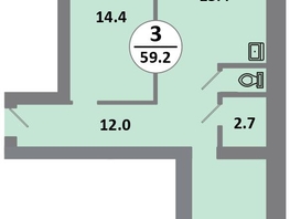 Продается 3-комнатная квартира ЖК Снегири, дом 10, 58.8  м&sup2;, 8060000 рублей