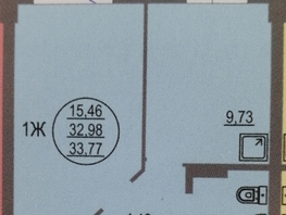 1-комнатная квартира, 33.77 м², 13/17 этаж