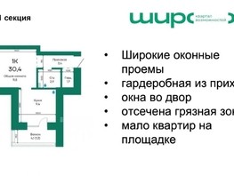 Продается 1-комнатная квартира ЖК Широта, корпус 1, 30.4  м², 4028000 рублей