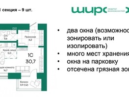 Продается 1-комнатная квартира ЖК Широта, корпус 2, 30.7  м², 4021700 рублей