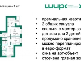 Продается 3-комнатная квартира ЖК Широта, корпус 1, 71.3  м², 7985600 рублей