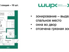 Продается 1-комнатная квартира ЖК Широта, корпус 2, 31.3  м², 4100300 рублей