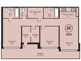 Продается 3-комнатная квартира ЖК Адалин на Семенова, дом 27 корпус 3, 90  м²