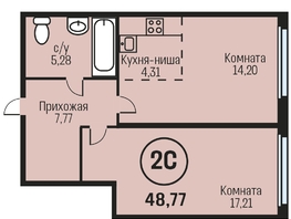 Продается 2-комнатная квартира ЖК Адалин на Южном, дом 15 корпус 1, 48.77  м², 5267160 рублей