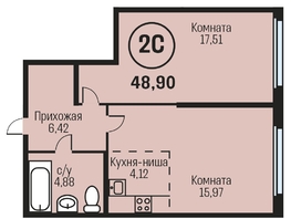 Продается 2-комнатная квартира ЖК Адалин на Южном, дом 15 корпус 3, 48.9  м², 5036700 рублей