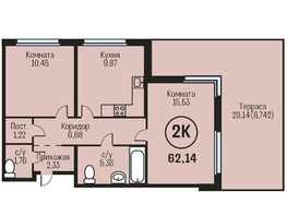 Продается 2-комнатная квартира ЖК Адалин на Южном, дом 15 корпус 4, 62.14  м², 6711120 рублей