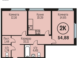 Продается 2-комнатная квартира ЖК Адалин на Южном, дом 15 корпус 5, 54.88  м², 5981920 рублей