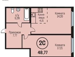 Продается 2-комнатная квартира ЖК Адалин на Южном, дом 15 корпус 7, 48.77  м², 5364700 рублей