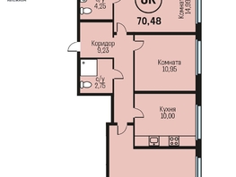 Продается 3-комнатная квартира ЖК Адалин на Южном, дом 15 корпус 8, 70.48  м², 7329920 рублей