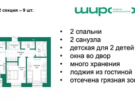 Продается 3-комнатная квартира ЖК Широта, корпус 1, 56.5  м², 7322400 рублей