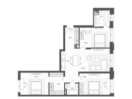 Продается 4-комнатная квартира ЖК Меланж, 93.8  м², 15345000 рублей