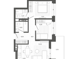 Продается 3-комнатная квартира ЖК Меланж, 59.92  м², 9967000 рублей