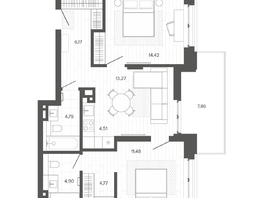 Продается 3-комнатная квартира ЖК Меланж, 72.16 м², 12081000 рублей