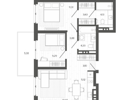 Продается 3-комнатная квартира ЖК Меланж, 63.43 м², 11047000 рублей