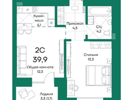 Продается 2-комнатная квартира ЖК Широта, корпус 1, 39.9  м², 5937120 рублей