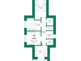 Продается 3-комнатная квартира ЖК Широта, корпус 1, 68.1  м², 9145830 рублей