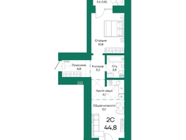 Продается 2-комнатная квартира ЖК Широта, корпус 2, 44.8  м², 6715072 рублей