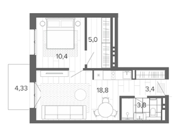 Продается 2-комнатная квартира ЖК Вышка, корпус 1, 45.53  м², 8815000 рублей