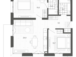 Продается 3-комнатная квартира ЖК Вышка, корпус 1, 80.3  м&sup2;, 12859000 рублей
