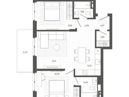 Продается 3-комнатная квартира ЖК Меланж, 69.46  м&sup2;, 12740000 рублей