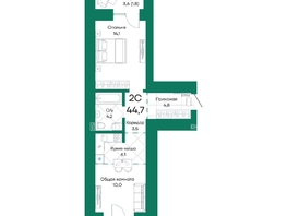 Продается 2-комнатная квартира ЖК Широта, корпус 2, 44.7  м&sup2;, 8211837 рублей