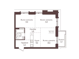 Продается 3-комнатная квартира ЖК Империал, 56.9  м&sup2;, 10128200 рублей