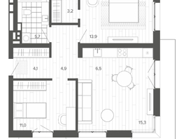 Продается 3-комнатная квартира ЖК Вышка, корпус 1, 82.83  м&sup2;, 13190000 рублей