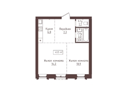 Продается 2-комнатная квартира ЖК Империал, 43.5  м&sup2;, 7656000 рублей