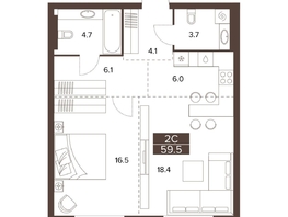 Продается 2-комнатная квартира ЖК Сахаров Парк, 59.5  м&sup2;, 20642930 рублей