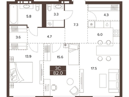 Продается 3-комнатная квартира ЖК Сахаров Парк, 82  м&sup2;, 28572490 рублей