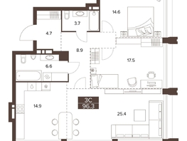Продается 3-комнатная квартира ЖК Сахаров Парк, 96.3  м&sup2;, 40578508 рублей