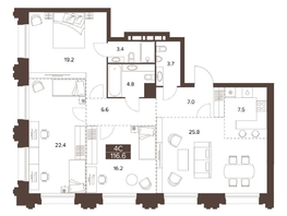 Продается 4-комнатная квартира ЖК Сахаров Парк, 116.6  м&sup2;, 38145107 рублей
