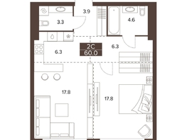 Продается 2-комнатная квартира ЖК Сахаров Парк, 60  м&sup2;, 25598538 рублей