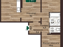 Продается 3-комнатная квартира ЖК Шервуд, (Нагорная 6-я, 15в корп 1), 87.1  м&sup2;, 11000000 рублей