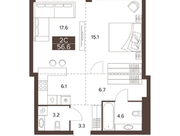 Продается 2-комнатная квартира ЖК Сахаров Парк, 56.6  м&sup2;, 26287612 рублей