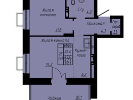 Продается 2-комнатная квартира ЖК Зеленые кварталы, 3 оч, корпус 3, 47.5 м², 7410000 рублей