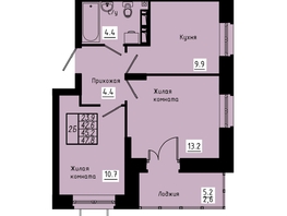 Продается 2-комнатная квартира ЖК Зеленые кварталы, 3 оч, корпус 4, 45.2  м², 6463600 рублей