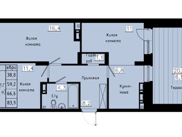 Продается 3-комнатная квартира ЖК Зеленые кварталы, 4 очередь, 66.6 м², 9124200 рублей