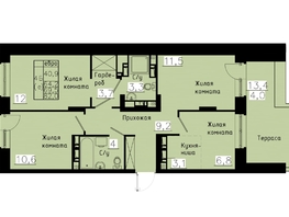Продается 4-комнатная квартира ЖК Зеленые кварталы, 4 очередь, 69.5 м², 9452000 рублей
