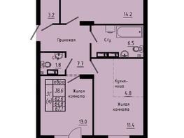 Продается 3-комнатная квартира ЖК Зеленые кварталы, 4 очередь, 64.8  м&sup2;, 8748000 рублей